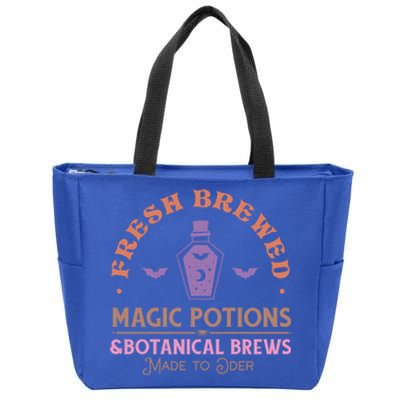 Fresh Brewed Halloween Witch Sign Witchy Mystical Magical Cute Gift Zip Tote Bag