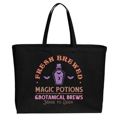 Fresh Brewed Halloween Witch Sign Witchy Mystical Magical Cute Gift Cotton Canvas Jumbo Tote