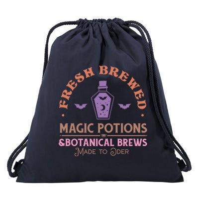 Fresh Brewed Halloween Witch Sign Witchy Mystical Magical Cute Gift Drawstring Bag