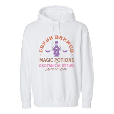 Fresh Brewed Halloween Witch Sign Witchy Mystical Magical Cute Gift Garment-Dyed Fleece Hoodie