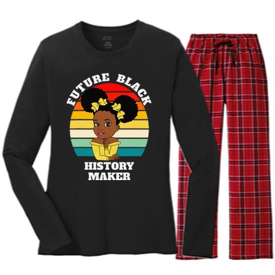 Future Black History Maker Juneteenth HBCU Afro Women's Long Sleeve Flannel Pajama Set 