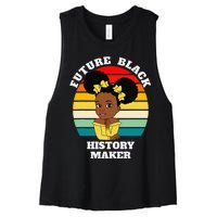 Future Black History Maker Juneteenth HBCU Afro Women's Racerback Cropped Tank