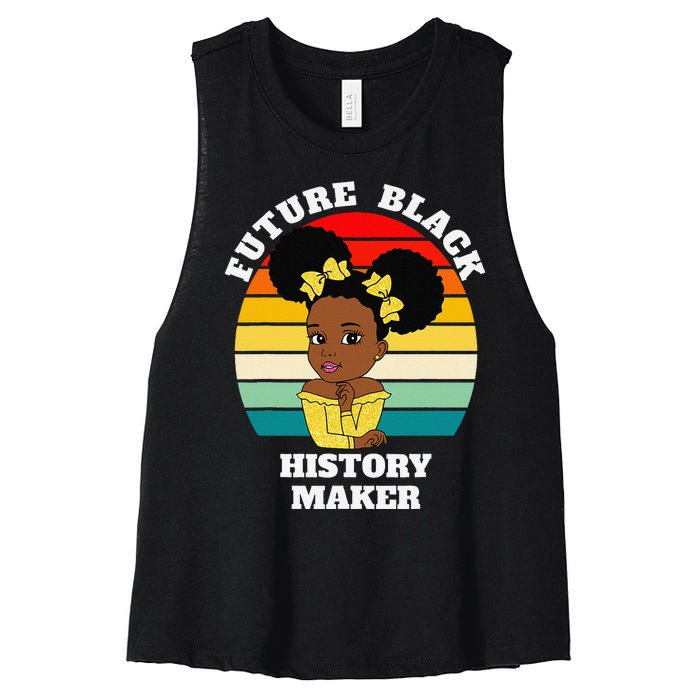 Future Black History Maker Juneteenth HBCU Afro Women's Racerback Cropped Tank