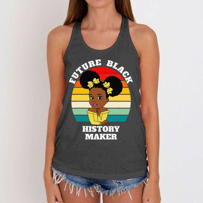 Future Black History Maker Juneteenth HBCU Afro Women's Knotted Racerback Tank