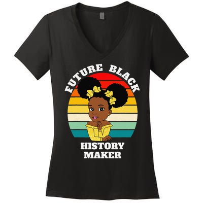 Future Black History Maker Juneteenth HBCU Afro Women's V-Neck T-Shirt