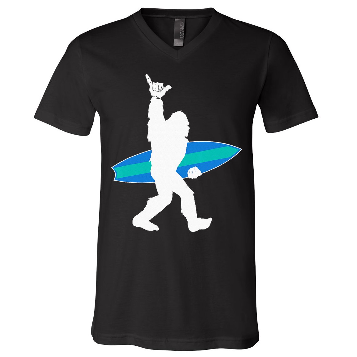 Funny Bigfoot Hang Loose Gift For Shaka Aloha Surfer Lovers V-Neck T-Shirt