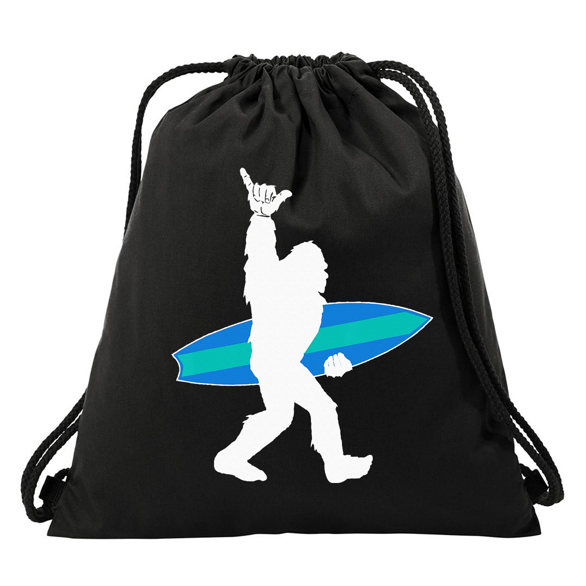 Funny Bigfoot Hang Loose Gift For Shaka Aloha Surfer Lovers Drawstring Bag