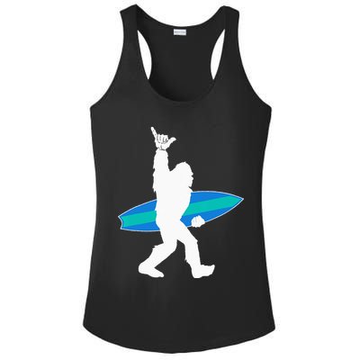 Funny Bigfoot Hang Loose Gift For Shaka Aloha Surfer Lovers Ladies PosiCharge Competitor Racerback Tank