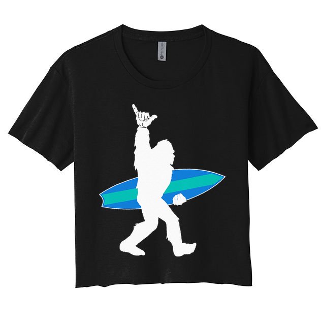 Funny Bigfoot Hang Loose Gift For Shaka Aloha Surfer Lovers Crop Top