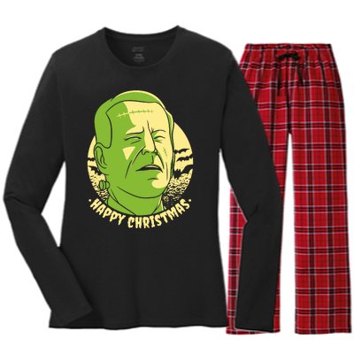 Frankenstein Biden Halloween Funny Women's Long Sleeve Flannel Pajama Set 