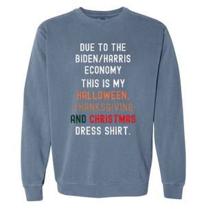 Funny Biden Harris Economy Garment-Dyed Sweatshirt