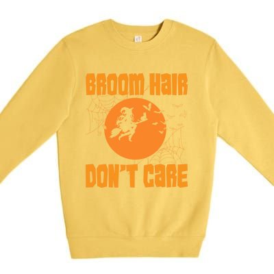 Funny Broom Hair Dont Care Halloween Great Gift Premium Crewneck Sweatshirt