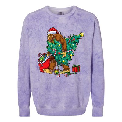 Festive Bigfoot Holiday Decor for Sasquatch Enthusiasts Colorblast Crewneck Sweatshirt