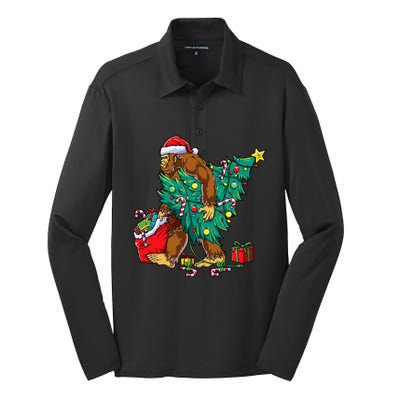 Festive Bigfoot Holiday Decor for Sasquatch Enthusiasts Silk Touch Performance Long Sleeve Polo