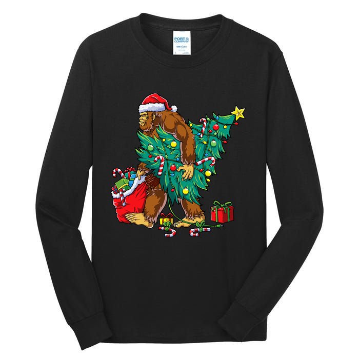 Festive Bigfoot Holiday Decor for Sasquatch Enthusiasts Tall Long Sleeve T-Shirt