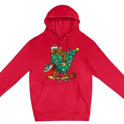 Festive Bigfoot Holiday Decor for Sasquatch Enthusiasts Premium Pullover Hoodie