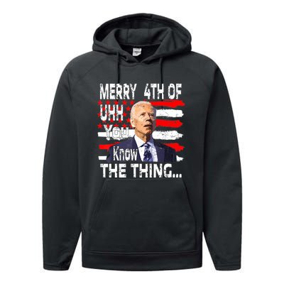 Funny Biden Happy Fourth Of July.Biden 4th Of July Memes Performance Fleece Hoodie