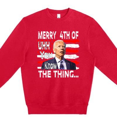 Funny Biden Happy Fourth Of July.Biden 4th Of July Memes Premium Crewneck Sweatshirt