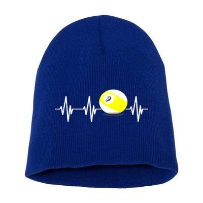 Funny Billiard Heartbeat Pool 9 Ball Billiard Balls Gift Ideas For Fan Short Acrylic Beanie