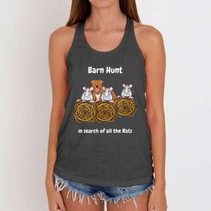 Funny Barn Hunt In Search Of Rats Red Staff Bull Terrier Women's Knotted Racerback Tank