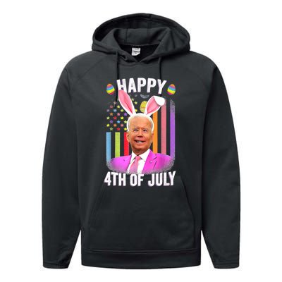 Funny Biden Happy 4th Of July Confused Easter Biden Bunny Performance Fleece Hoodie