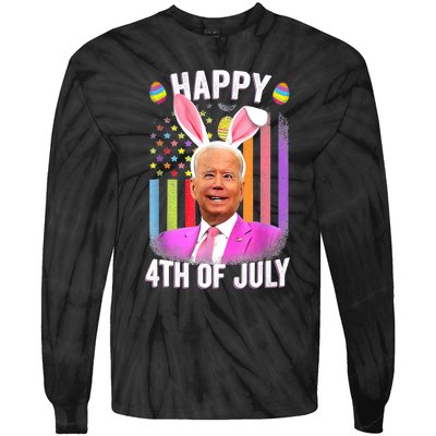 Funny Biden Happy 4th Of July Confused Easter Biden Bunny Tie-Dye Long Sleeve Shirt