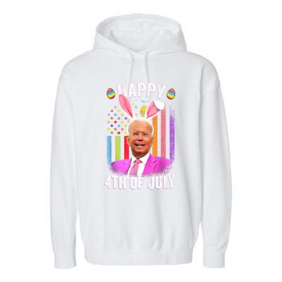 Funny Biden Happy 4th Of July Confused Easter Biden Bunny Garment-Dyed Fleece Hoodie