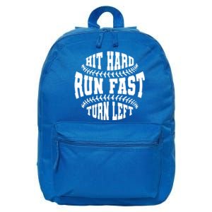 Funny Baseballer Hit Hard Run Fast Turn Left Baseball Sport Gift 16 in Basic Backpack