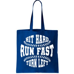 Funny Baseballer Hit Hard Run Fast Turn Left Baseball Sport Gift Tote Bag