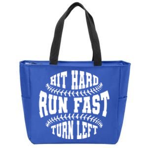 Funny Baseballer Hit Hard Run Fast Turn Left Baseball Sport Gift Zip Tote Bag