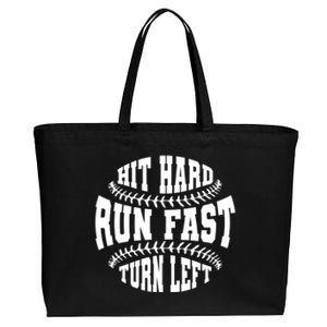 Funny Baseballer Hit Hard Run Fast Turn Left Baseball Sport Gift Cotton Canvas Jumbo Tote