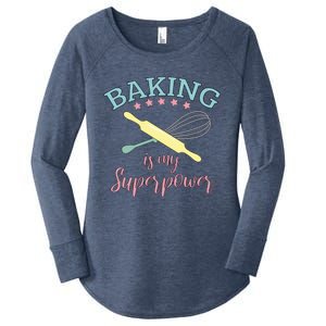 Funny Baking Is My Superpower Baker Chef Gift Women's Perfect Tri Tunic Long Sleeve Shirt