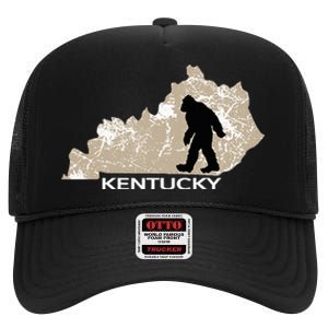 Funny Bigfoot I Believe Loves Kentucky Ky Sasquatch High Crown Mesh Back Trucker Hat