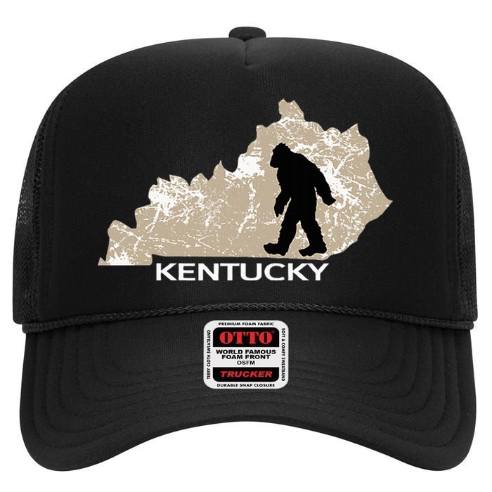 Funny Bigfoot I Believe Loves Kentucky Ky Sasquatch High Crown Mesh Back Trucker Hat