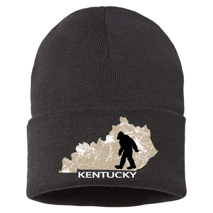 Funny Bigfoot I Believe Loves Kentucky Ky Sasquatch Sustainable Knit Beanie