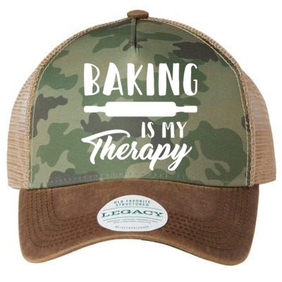 Funny Baking Is My Therapy Rolling Pin Trendy Baker Humor Gift Legacy Tie Dye Trucker Hat