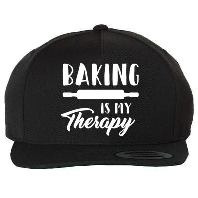 Funny Baking Is My Therapy Rolling Pin Trendy Baker Humor Gift Wool Snapback Cap