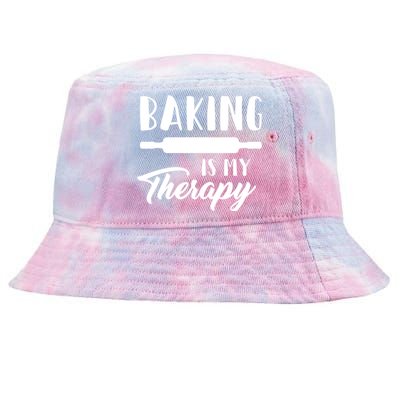 Funny Baking Is My Therapy Rolling Pin Trendy Baker Humor Gift Tie-Dyed Bucket Hat