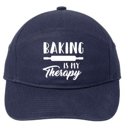 Funny Baking Is My Therapy Rolling Pin Trendy Baker Humor Gift 7-Panel Snapback Hat