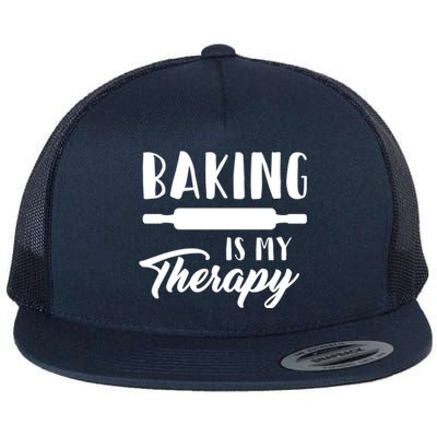 Funny Baking Is My Therapy Rolling Pin Trendy Baker Humor Gift Flat Bill Trucker Hat