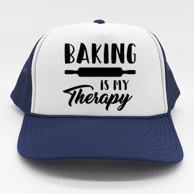 Funny Baking Is My Therapy Rolling Pin Trendy Baker Humor Gift Trucker Hat