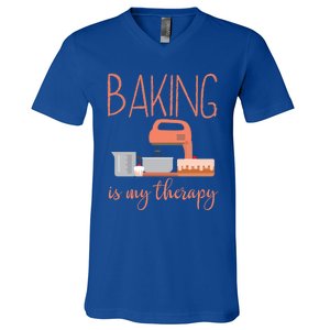 Funny Baking Is My Therapy Xmas Holiday Cool Gift V-Neck T-Shirt