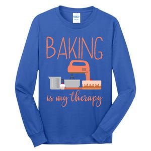 Funny Baking Is My Therapy Xmas Holiday Cool Gift Tall Long Sleeve T-Shirt