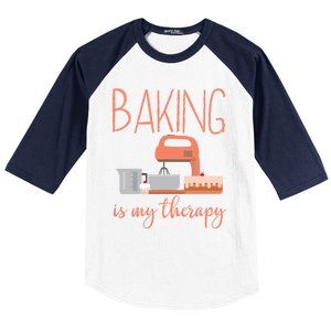 Funny Baking Is My Therapy Xmas Holiday Cool Gift Baseball Sleeve Shirt