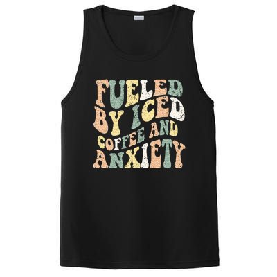 Fueled By Iced Coffee And Anxiety Funny Groovy Iced Coffee PosiCharge Competitor Tank