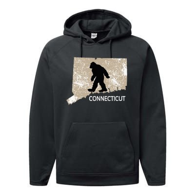 Funny Bigfoot I Believe Loves Connecticut Ct Sasquatch Performance Fleece Hoodie