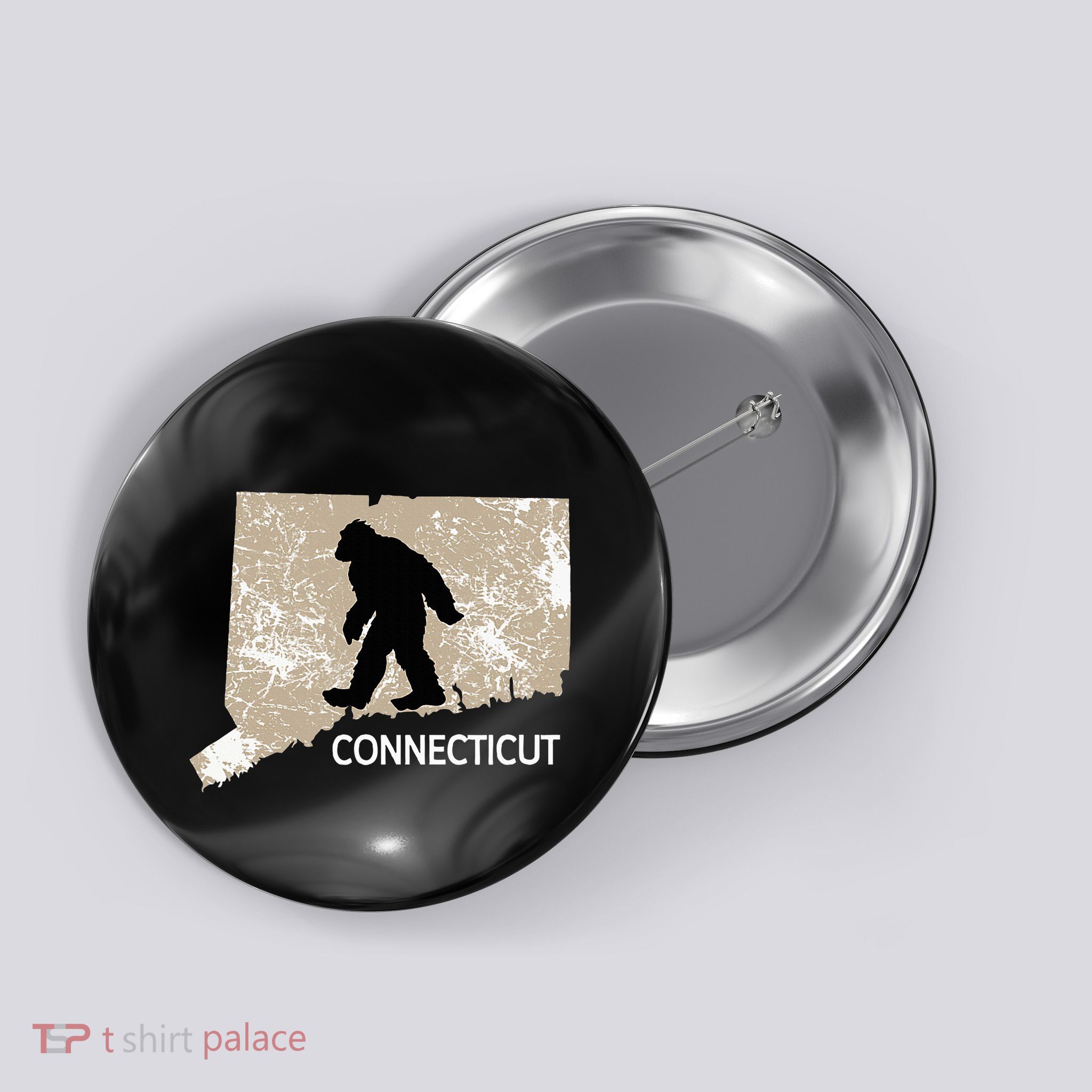 Funny Bigfoot I Believe Loves Connecticut Ct Sasquatch Button