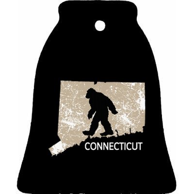 Funny Bigfoot I Believe Loves Connecticut Ct Sasquatch Ceramic Bell Ornament