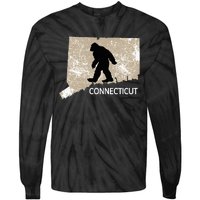 Funny Bigfoot I Believe Loves Connecticut Ct Sasquatch Tie-Dye Long Sleeve Shirt