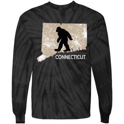 Funny Bigfoot I Believe Loves Connecticut Ct Sasquatch Tie-Dye Long Sleeve Shirt